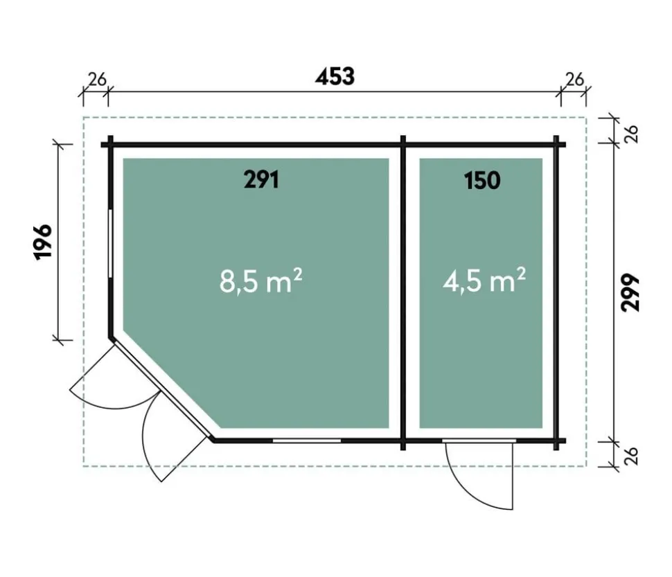 Wolff Finnhaus Gartenhaus Anna 40-A/2, ca. B503/H284/T349 cm