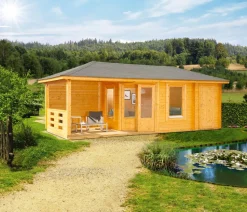 Wolff Finnhaus Gartenhaus Anna 40-A/2, inkl. Terrasse, ca. B755/H284/T351 cm
