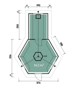 Wolff Finnhaus Gartenhaus Grillkota 9 de luxe B, inkl. Saunaanbau, ca. B426/H364/T624 cm