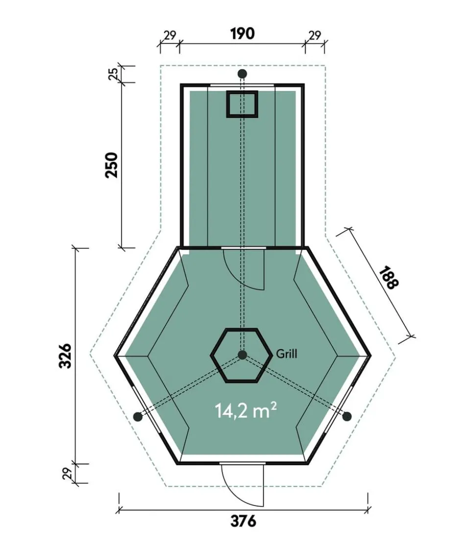 Wolff Finnhaus Gartenhaus Grillkota 9 de luxe B, inkl. Saunaanbau, ca. B426/H364/T624 cm