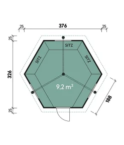 Wolff Finnhaus Gartenhaus Grillkota Basic 9, ca. B426/H330/T376 cm