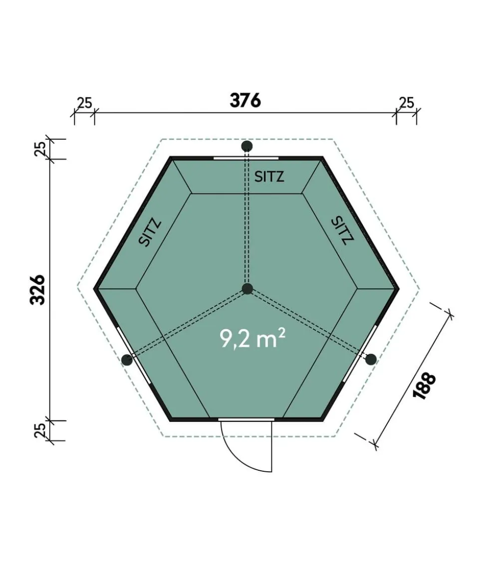 Wolff Finnhaus Gartenhaus Grillkota Basic 9, ca. B426/H330/T376 cm