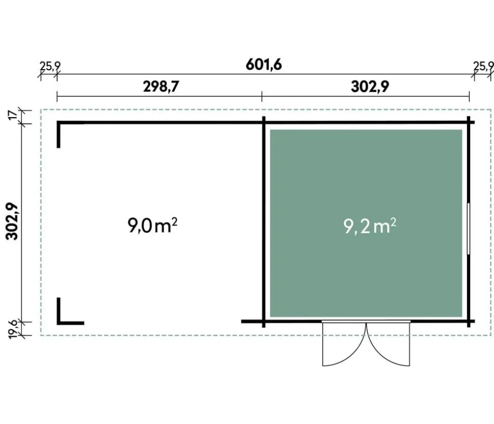Wolff Finnhaus Gerätehaus Tona 6030, ca. B653,4/H252/T339,5 cm
