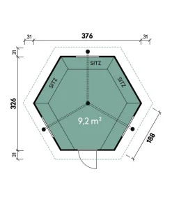 Wolff Finnhaus Grillkota 9 de luxe, ca. B438/H364/T388 cm