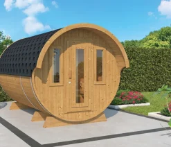 Wolff Finnhaus Saunafass 330 de luxe Bausatz, Thermoholz, ca. B235/H242/T330 cm