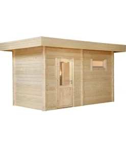 Wolff Finnhaus Saunahaus de luxe Mikko 70 Halbglastür, ca. B491/H254/T288 cm