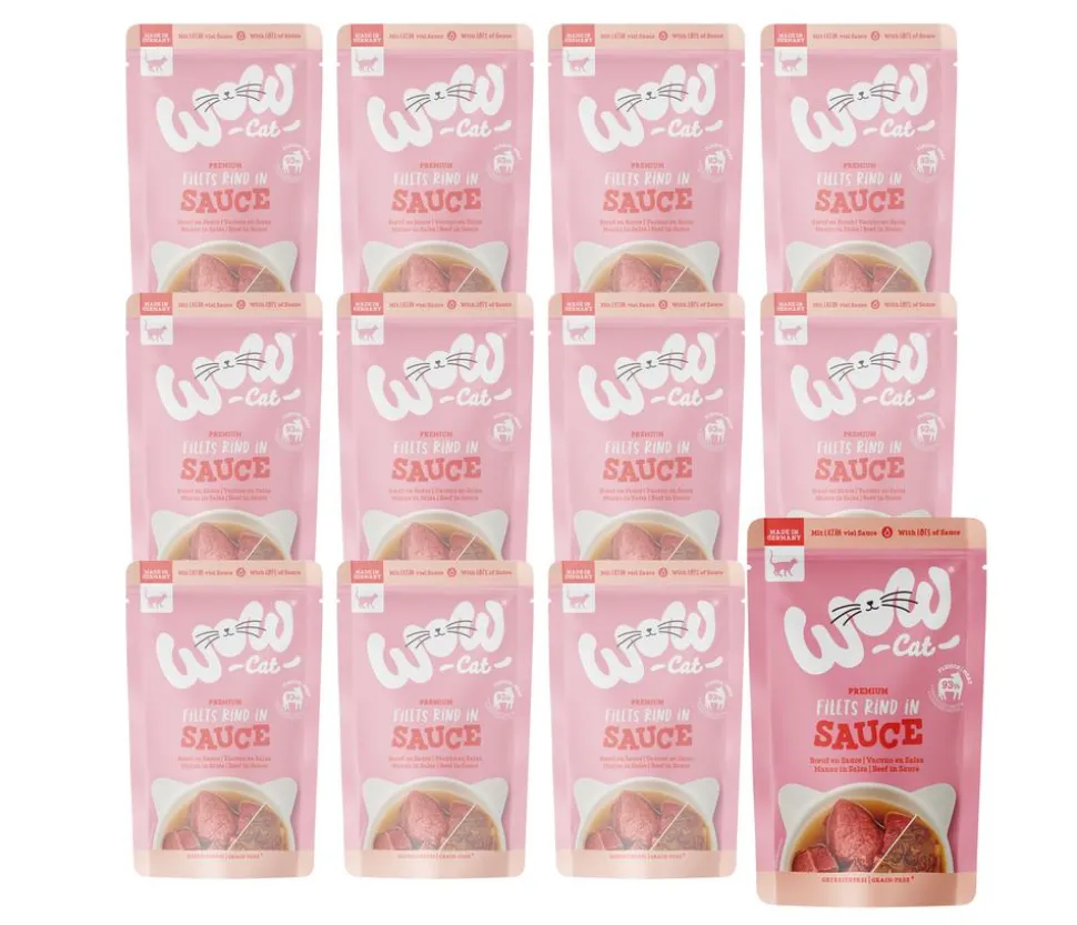 WOW® Cat Nassfutter für Katzen Premium Filets in Sauce, Adult, 8 x 85 g