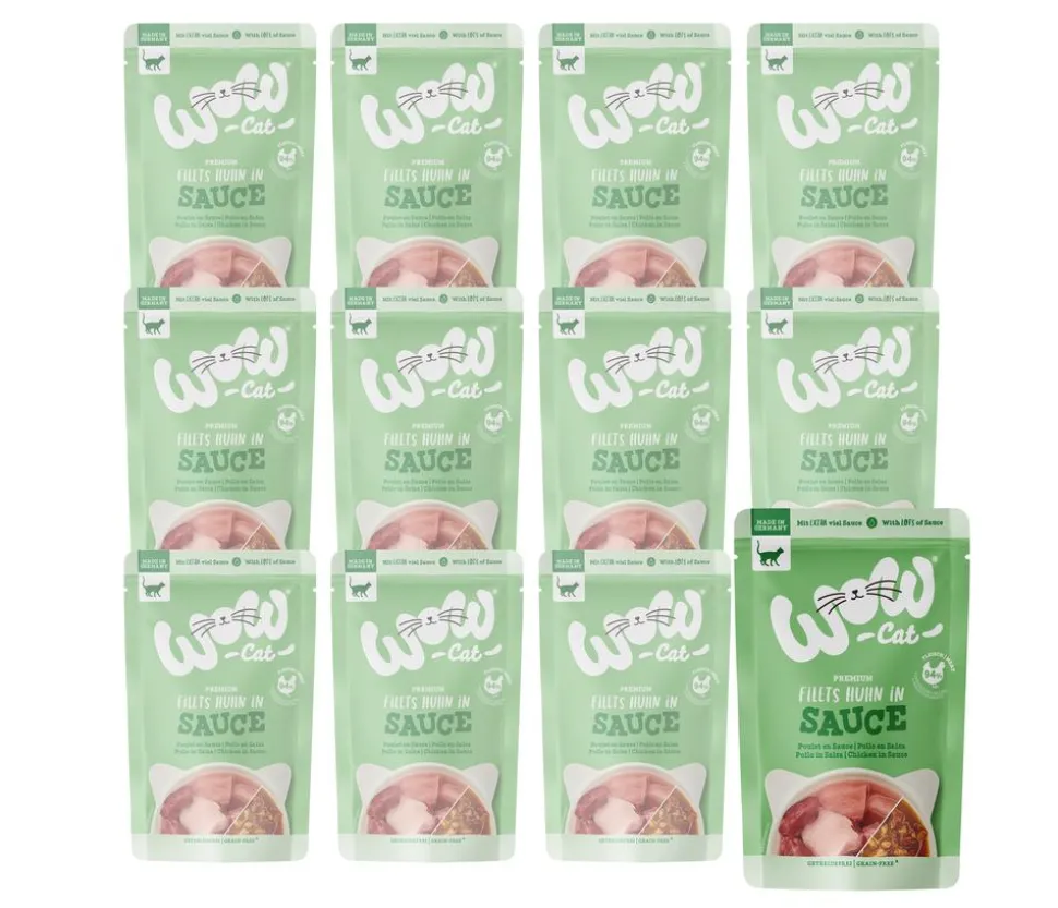 WOW® Cat Nassfutter für Katzen Premium Filets in Sauce, Adult, 8 x 85 g