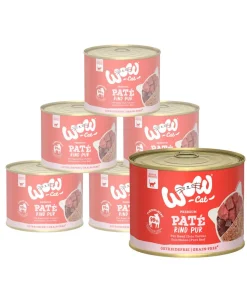 WOW® Cat Nassfutter für Katzen Premium Paté Adult, 6 x 200 g