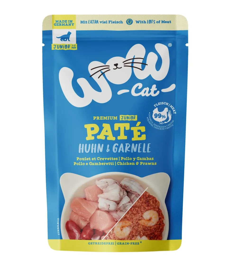 WOW® Cat Nassfutter für Katzen Premium Paté Junior, 12 x 125 g