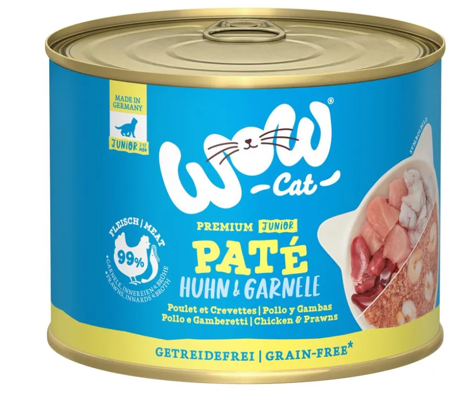 WOW® Cat Nassfutter für Katzen Premium Paté Adult, 6 x 200 g