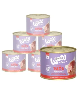 WOW® Cat Nassfutter für Katzen Premium Paté Adult, 6 x 200 g