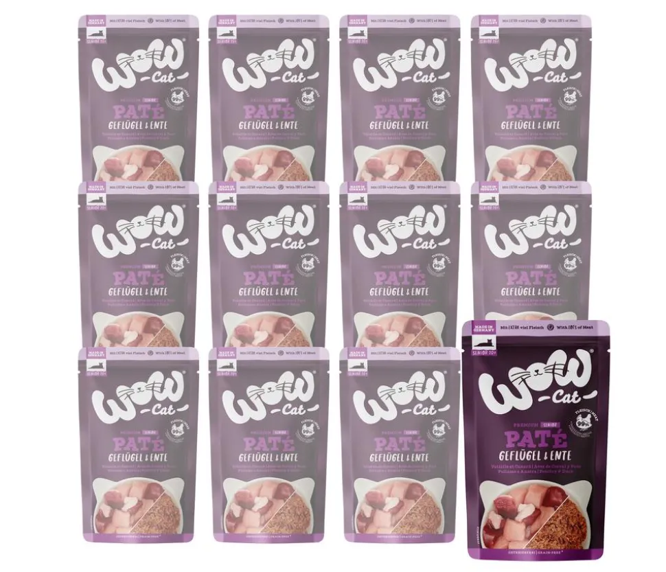 WOW® Cat Nassfutter für Katzen Premium Paté Senior, 12 x 125 g