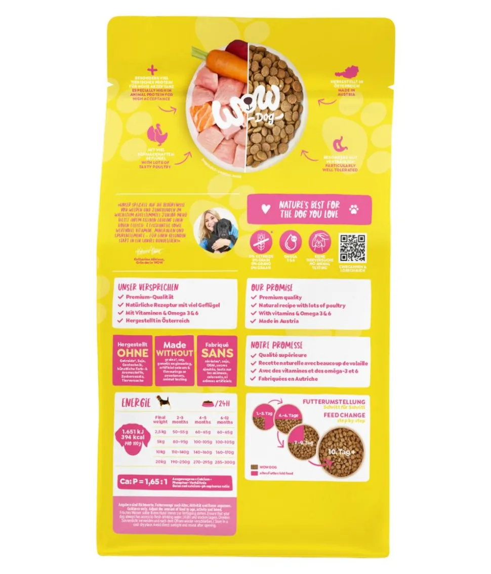 WOW® Trockenfutter für Hunde Mini Junior, Geflügel